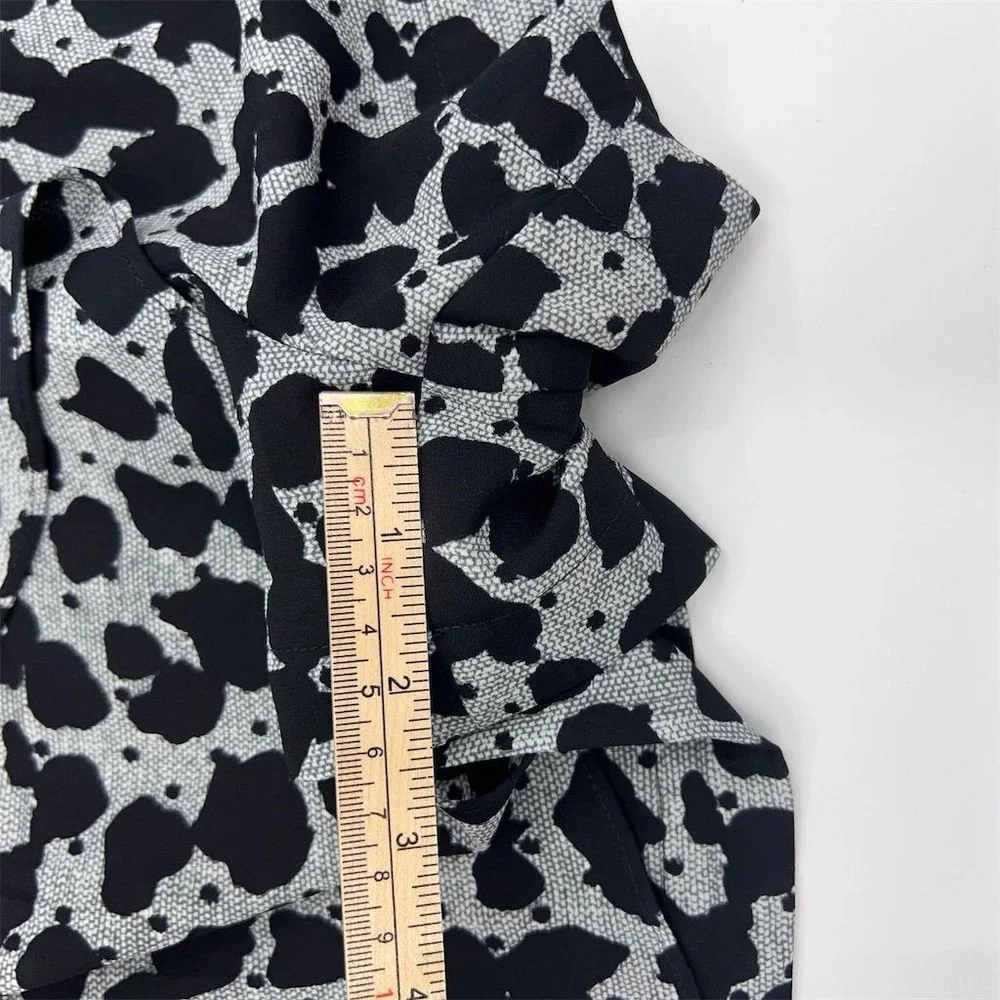 Express Romper Women's Size 2 Black Strapless Animal Print Ruffle Detail Casual